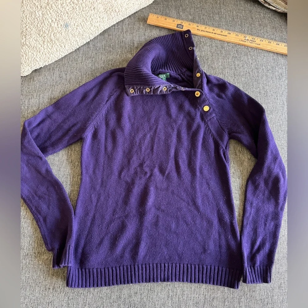 VTG ralph lauren turtleneck with gold button accent womens small purple